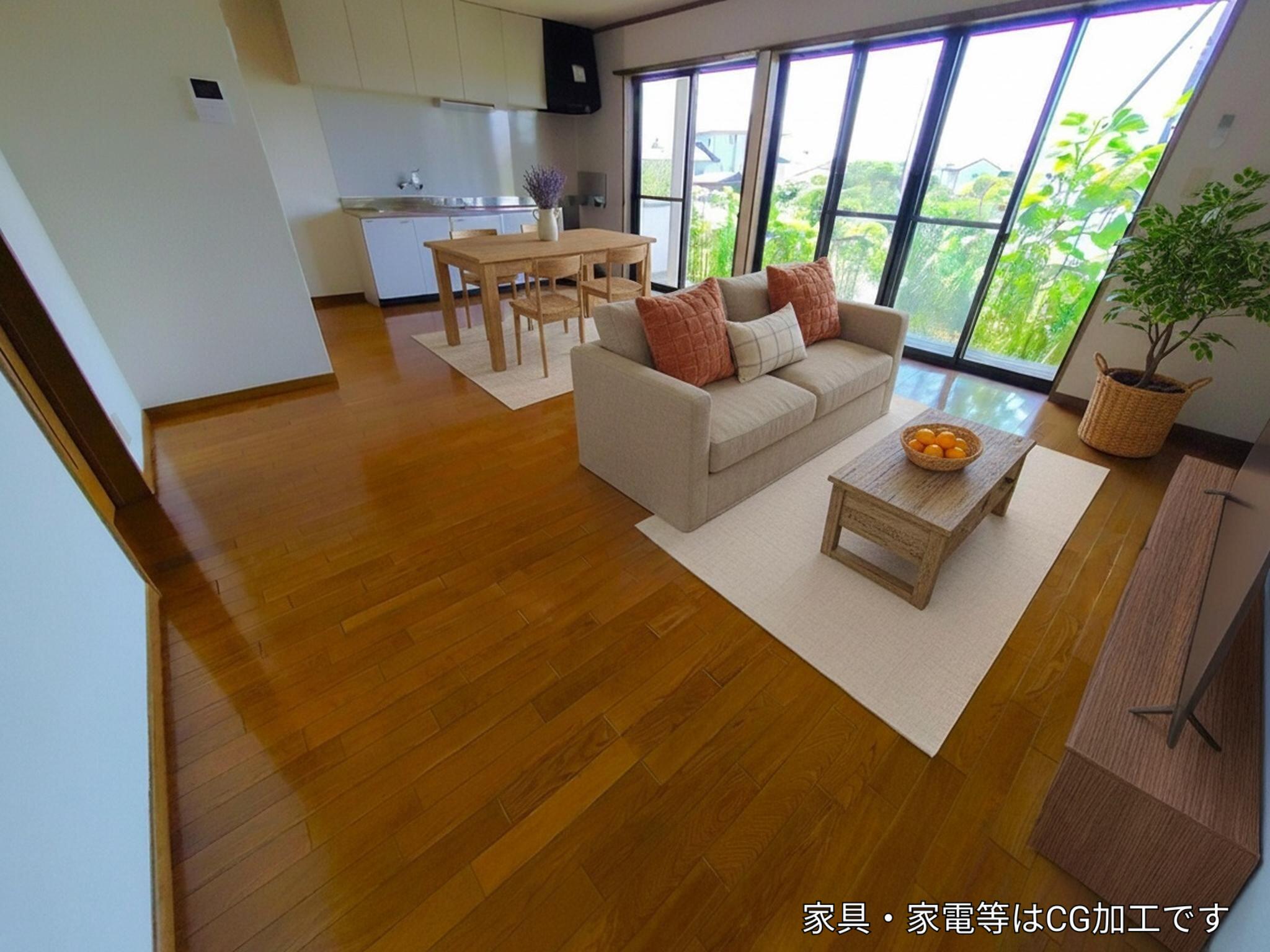 居室・リビング　LDK　広々15帖！南向きで開放的！※家具家電等はCGです