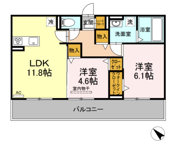 名古屋市天白区菅田のアパートの間取り