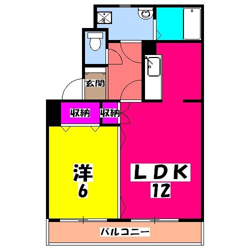 栃木県宇都宮市御幸ケ原町（マンション）の賃貸物件の間取り