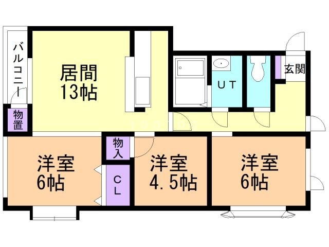 函館市高丘町のアパートの間取り