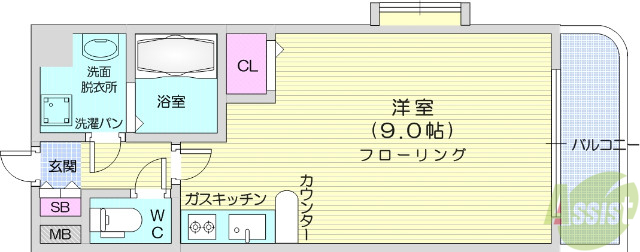 仙台市青葉区国分町のマンションの間取り