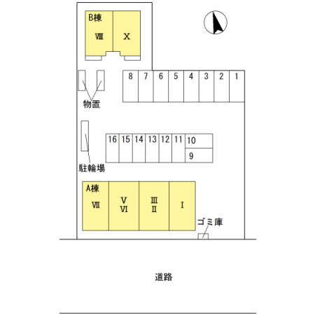 【ノールランタン　Ａ棟の駐車場】