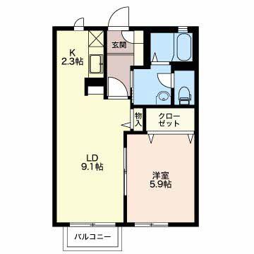 長岡市寺島町のアパートの間取り