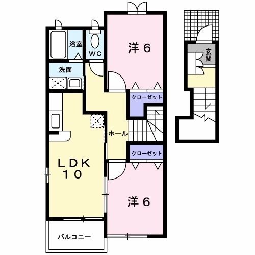 多可郡多可町中区安楽田のアパートの間取り