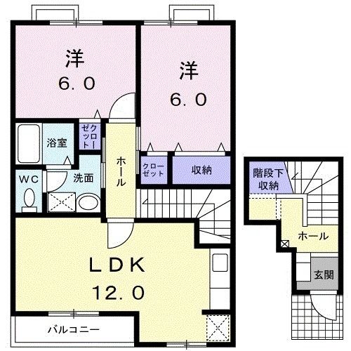 福島市松川町美郷のアパートの間取り