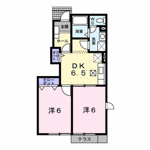 村上市下相川のアパートの間取り