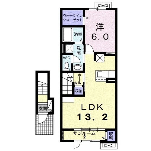 八戸市大字中居林のアパートの間取り