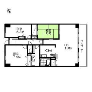 仙台市青葉区北根のマンションの間取り