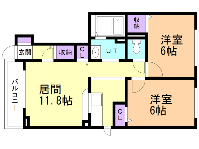 函館市八幡町のアパートの間取り