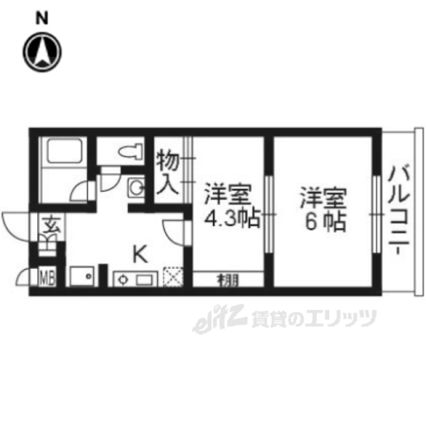 【京田辺市大住責谷のマンションの間取り】