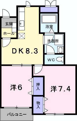 備前市日生町寒河のアパートの間取り