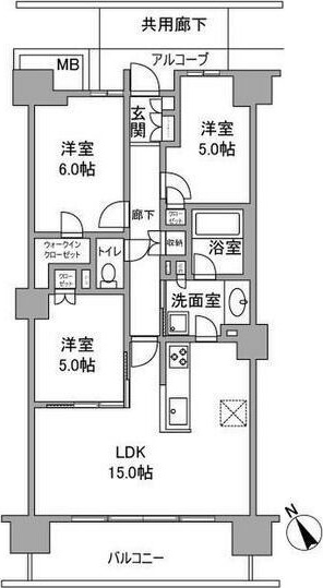 明石市大久保町ゆりのき通のマンションの間取り