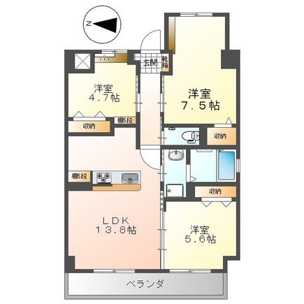 中頭郡嘉手納町字水釜のマンションの間取り