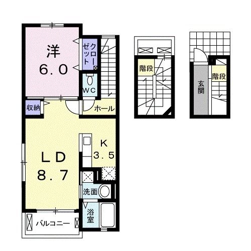 桑名市大字東方のアパートの間取り