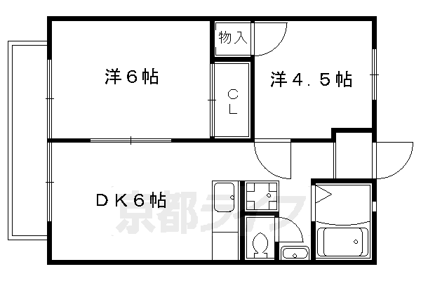 【京都市中京区西ノ京月輪町のアパートの間取り】