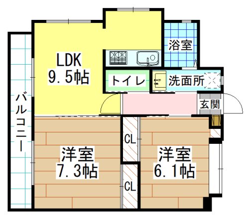 北九州市若松区中畑町のマンションの間取り