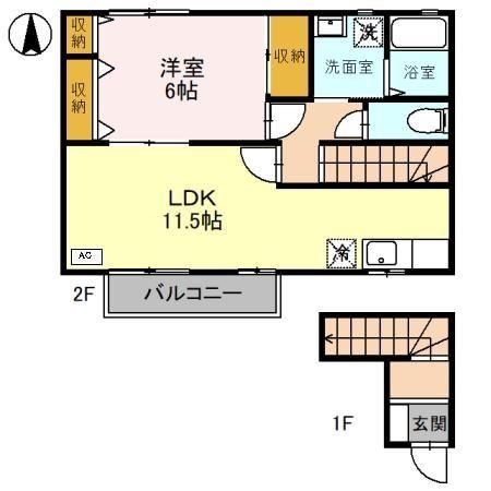 兵庫県たつの市揖保川町山津屋（アパート）の賃貸物件の間取り