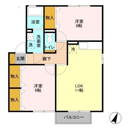 ウィルモアｅｆｕ　Ｂ棟の間取り