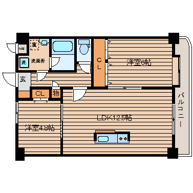 仙台市宮城野区岩切のマンションの間取り