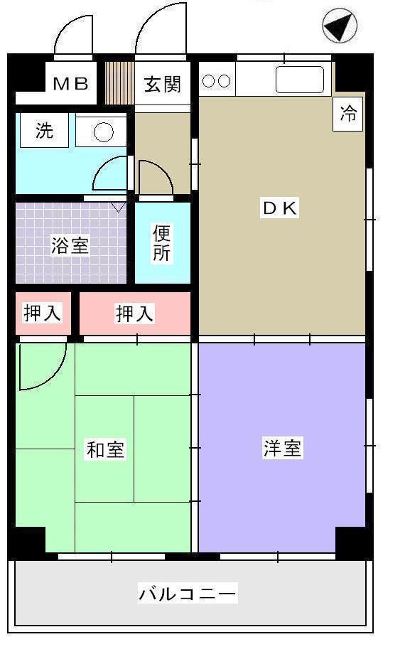 広島市中区江波二本松のマンションの間取り