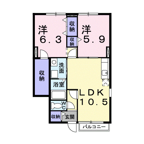 足柄上郡松田町松田庶子のアパートの間取り