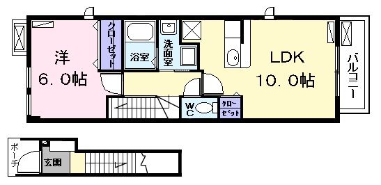 愛知県名古屋市中川区服部４（アパート）の賃貸物件の間取り