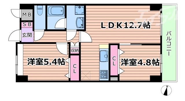 豊中市服部西町のマンションの間取り