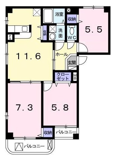 北区田端新町のマンションの間取り