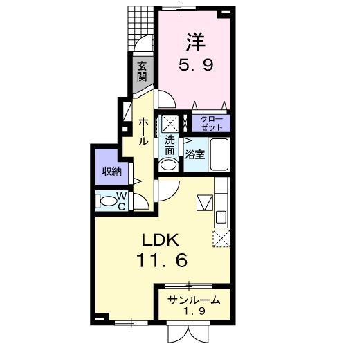 新潟市秋葉区大鹿のアパートの間取り