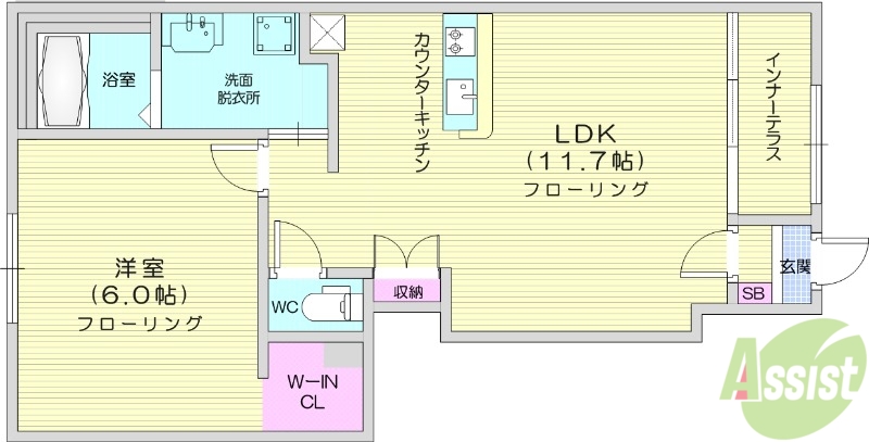 人来田３丁目アパート３期新築工事の間取り