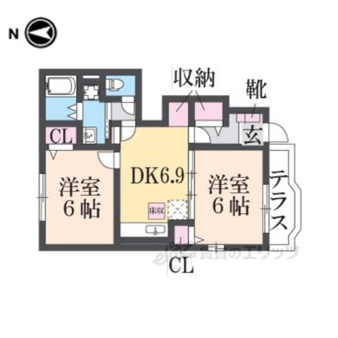 北葛城郡河合町池部のアパートの間取り