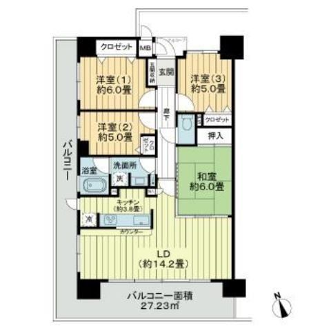 名取市杜せきのしたのマンションの間取り