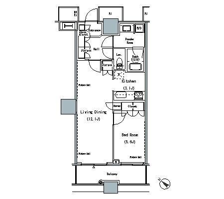 【中央区勝どきのマンションの間取り】