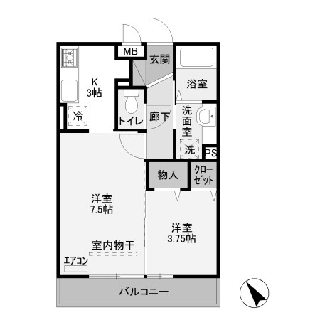 【前橋市天川大島町のアパートの間取り】