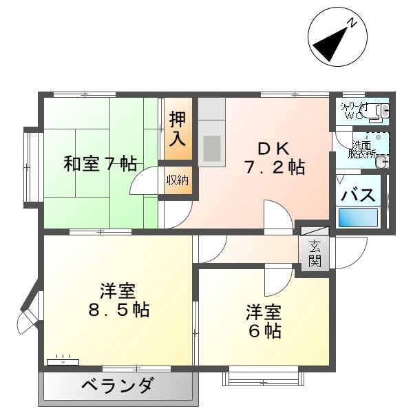 上田市上野のアパートの間取り