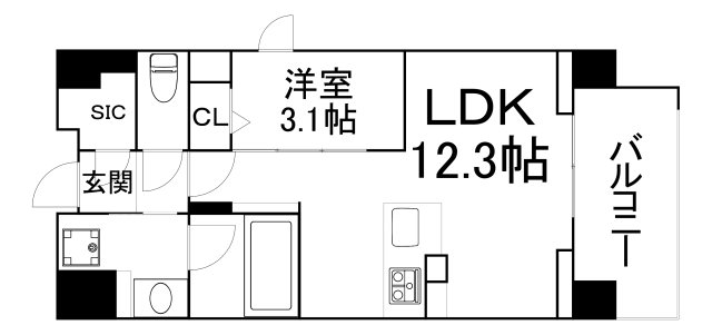 大阪市中央区法円坂のマンションの間取り