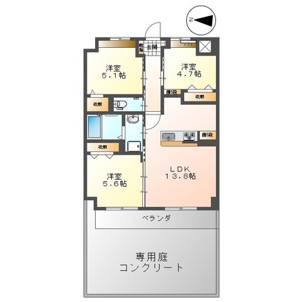 中頭郡嘉手納町字水釜のマンションの間取り