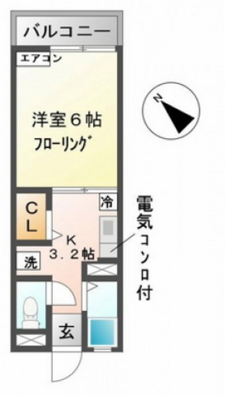 広島市安芸区中野のアパートの間取り