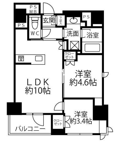 中央区新富のマンションの間取り