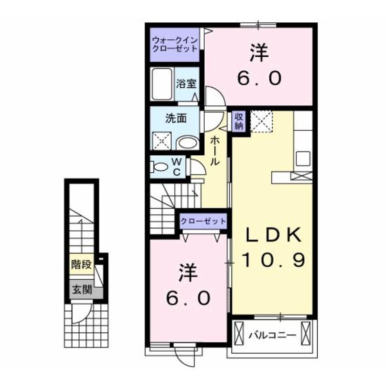 田川市大字伊田のアパートの間取り