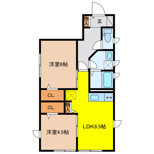 名古屋市守山区川村町のアパートの間取り