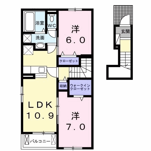 阿南市見能林町のアパートの間取り