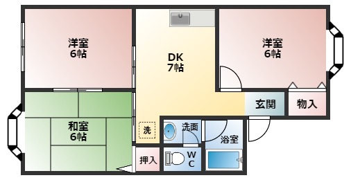 【富田林市津々山台のアパートの間取り】