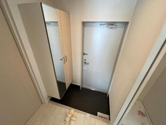玄関　姿見付きのトール下駄箱　高さ調整可