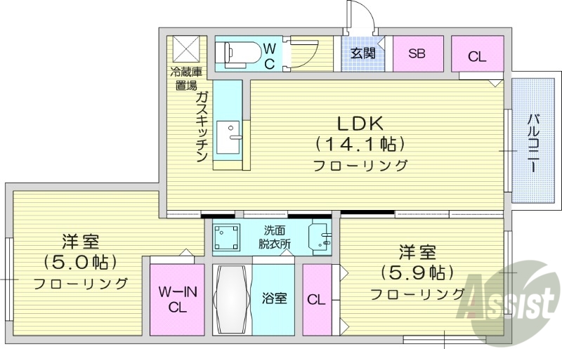 ＪＲ函館本線 琴似駅 徒歩7分 4階建 築5年の間取り写真