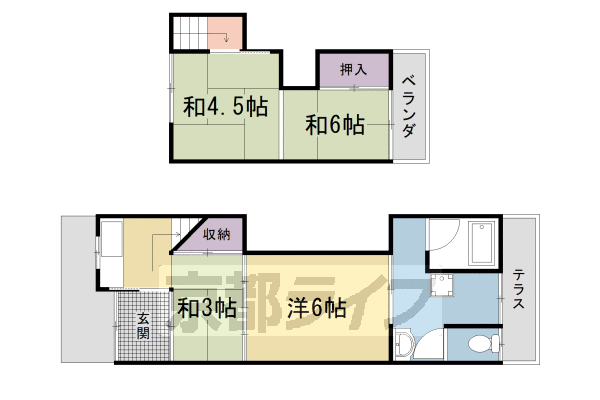 太秦堀ケ内町貸家の間取り写真