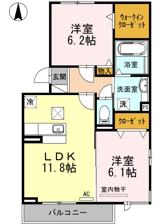 名古屋市緑区梅里のアパートの間取り