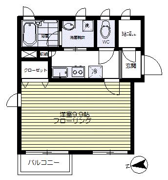 新宿区河田町のマンションの間取り