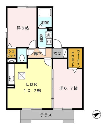 名古屋市緑区亀が洞のアパートの間取り