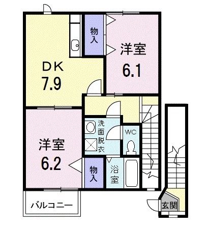 足利市五十部町のアパートの間取り